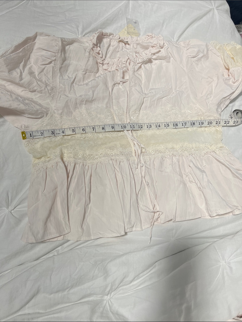 Free People White Ruffle-Trim Peasant Top- Large - Picture 5 of 5